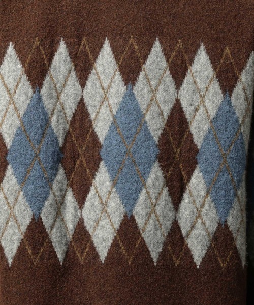 RAGEBLUE(レイジブルー)の「【CLASSICAL LINE】WOOL BLEND ARGYLE CREW NECK KNIT / ウール混/アーガイルニットクルー(ニット/セーター・メンズ・グレー系その他/ブラウン系その他・LARGE/MEDIUM)」の9枚目の写真