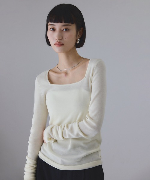 あんページ アンチピリングスクエアネックプルオーバー（ニット/セーター）｜ADAM