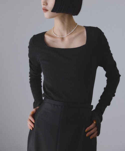 セール】アンチピリングスクエアネックプルオーバー（ニット/セーター