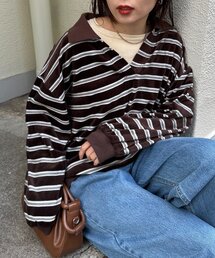 CIAOPANIC TYPY | ベロアボーダースキッパーポロトップス(Tシャツ/カットソー)