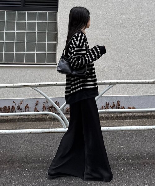 CIAOPANIC TYPY（チャオパニックティピー）の「【高見え＆上品】ベロアボーダースキッパーポロトップス（Tシャツ/カットソー・レディース・グレー/ブラウン/ブラック/バーガンディー・ONE SIZE）」の8枚目の写真