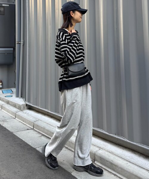 CIAOPANIC TYPY（チャオパニックティピー）の「【高見え＆上品】ベロアボーダースキッパーポロトップス（Tシャツ/カットソー・レディース・グレー/ブラウン/ブラック/バーガンディー・ONE SIZE）」の13枚目の写真