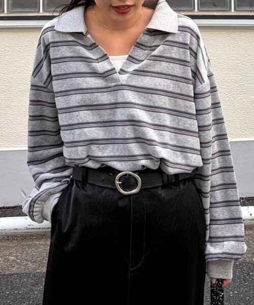 定価4,7万♪Drawer ドゥロワー シャギーモヘヤボーダートップス 1 長袖 定価4,7万♪Drawer ドゥロワー シャギーモヘヤボーダートップス 1 長袖