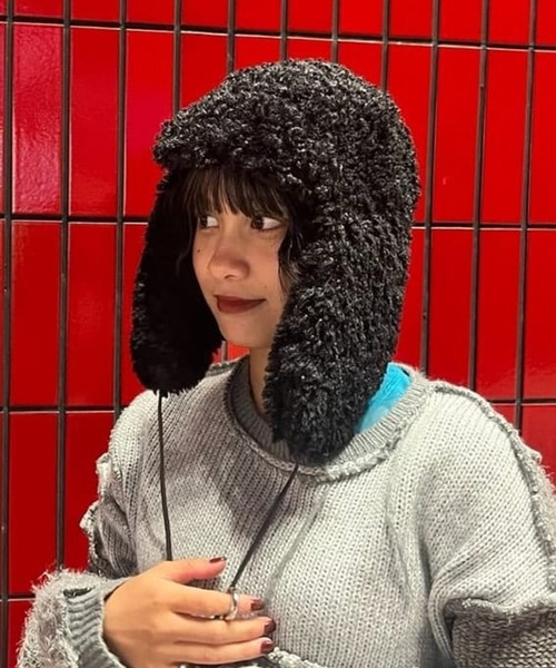 SANSeLF(サンセルフ)の「【SANSeLF】 ボアイヤーフラップキャップ フルカバーシルエット saa25a133(キャップ・レディース・ブラック/アイボリー・FREE)」の4枚目の写真