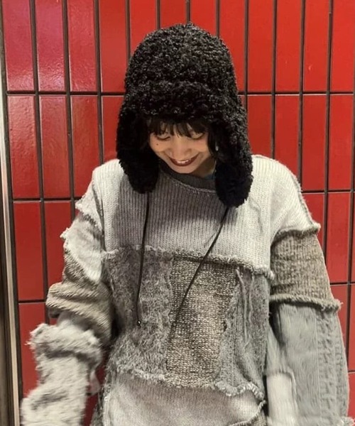 SANSeLF(サンセルフ)の「【SANSeLF】 ボアイヤーフラップキャップ フルカバーシルエット saa25a133(キャップ・レディース・ブラック/アイボリー・FREE)」の5枚目の写真