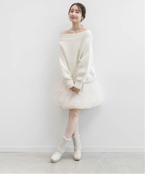 RANDA（ランダ）の「ニットプルオーバー＆バルーンスカートセット（ワンピース・レディース・グレー/アイボリー・1/0）」の3枚目の写真
