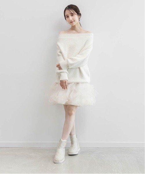 RANDA（ランダ）の「ニットプルオーバー＆バルーンスカートセット（ワンピース・レディース・グレー/アイボリー・1/0）」の6枚目の写真