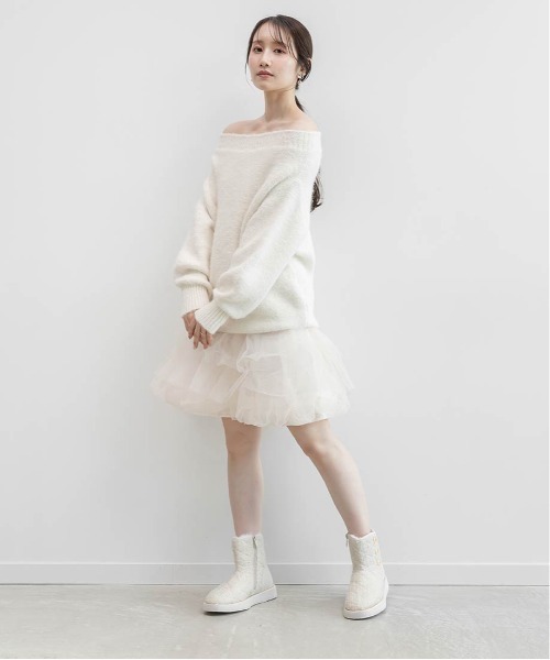 RANDA（ランダ）の「ニットプルオーバー＆バルーンスカートセット（ワンピース・レディース・グレー/アイボリー・1/0）」の10枚目の写真