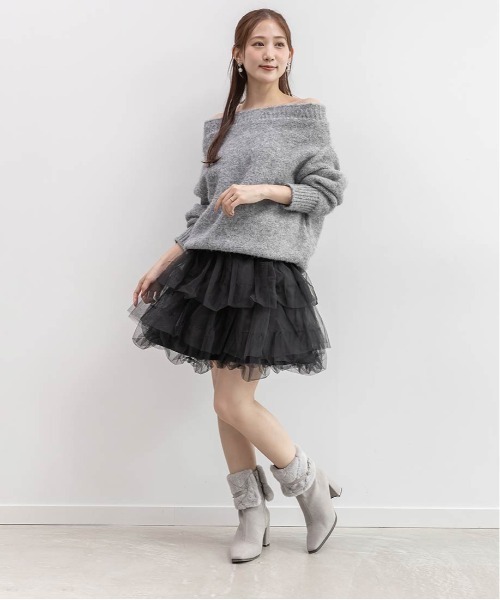 RANDA（ランダ）の「ニットプルオーバー＆バルーンスカートセット（ワンピース・レディース・グレー/アイボリー・1/0）」の12枚目の写真