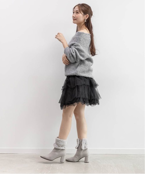 RANDA（ランダ）の「ニットプルオーバー＆バルーンスカートセット（ワンピース・レディース・グレー/アイボリー・1/0）」の14枚目の写真
