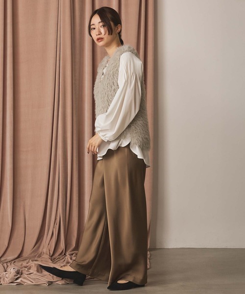 Gready Brilliant（グレディブリリアン）の「サテンバイアスセミワイドパンツ（その他パンツ・レディース・モカ/チャコールグレー・FREE）」の18枚目の写真