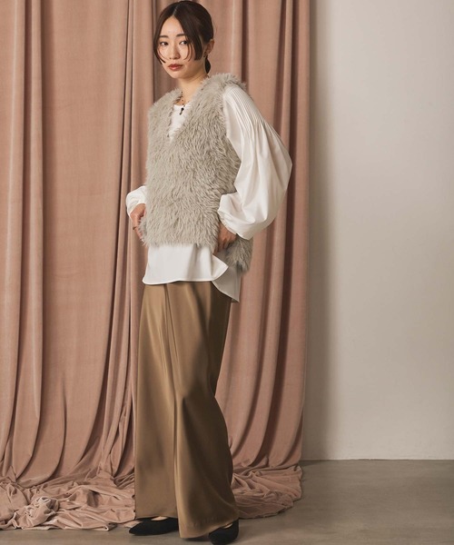 Gready Brilliant（グレディブリリアン）の「サテンバイアスセミワイドパンツ（その他パンツ・レディース・モカ/チャコールグレー・FREE）」の20枚目の写真