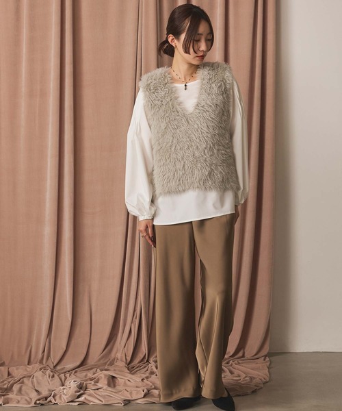 Gready Brilliant（グレディブリリアン）の「サテンバイアスセミワイドパンツ（その他パンツ・レディース・モカ/チャコールグレー・FREE）」の9枚目の写真