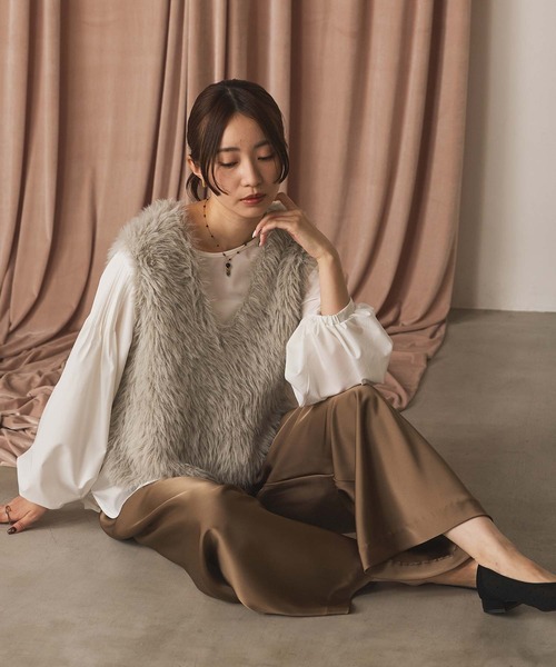 Gready Brilliant（グレディブリリアン）の「サテンバイアスセミワイドパンツ（その他パンツ・レディース・モカ/チャコールグレー・FREE）」の10枚目の写真