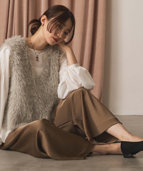 Gready Brilliant（グレディブリリアン）の「サテンバイアスセミワイドパンツ（その他パンツ・レディース・モカ/チャコールグレー・FREE）」の11枚目の写真