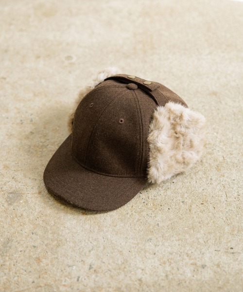 studio CLIP（スタディオクリップ）の「フェイクファー付きフライトキャップ（キャップ・レディース・ネイビー/ブラウン・FREE）」の1枚目の写真