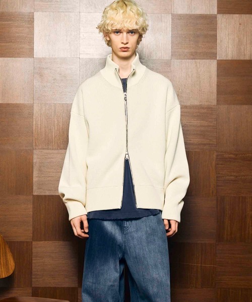 MAISON SPECIAL(メゾンスペシャル)の「《UNISEX》Prime-Over Drivers Zip Knit/プライムオーバードライバーズジップニット【MAISON SPECIAL/メゾンスペシャル】(カーディガン/ボレロ・メンズ・ブラック/アイボリー/ブルー/チャコールグレー/レッド・2/1/0)」の15枚目の写真