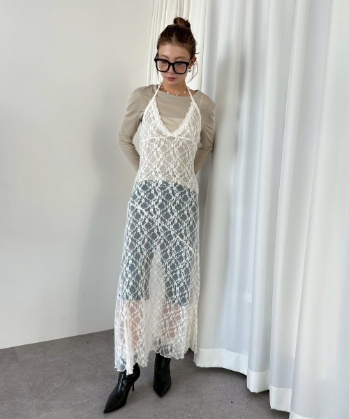 HANNE（アン）の「ホルターネックレースワンピース（ワンピース・レディース・アイボリー/ホワイト・FREE）」の12枚目の写真