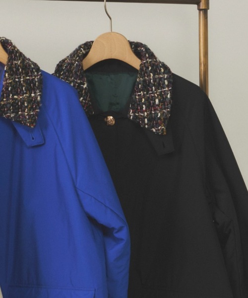 セール】ツイード襟中綿ハーフコート（ブルゾン）｜Unitage