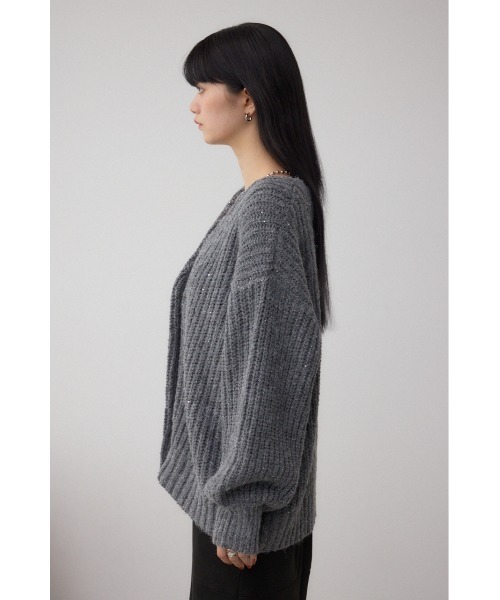 AZUL by moussy（アズールバイマウジー）の「スパンコールニットカーディガン（カーディガン/ボレロ・レディース・ブラウン/グレイッシュベージュ/杢グレー・FREE）」の9枚目の写真