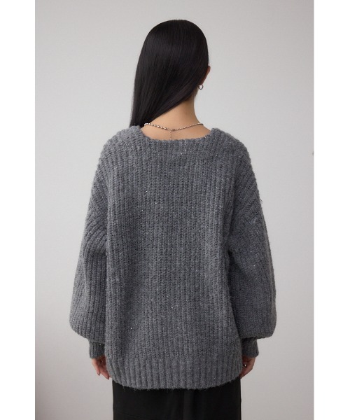 AZUL by moussy（アズールバイマウジー）の「スパンコールニットカーディガン（カーディガン/ボレロ・レディース・ブラウン/グレイッシュベージュ/杢グレー・FREE）」の10枚目の写真