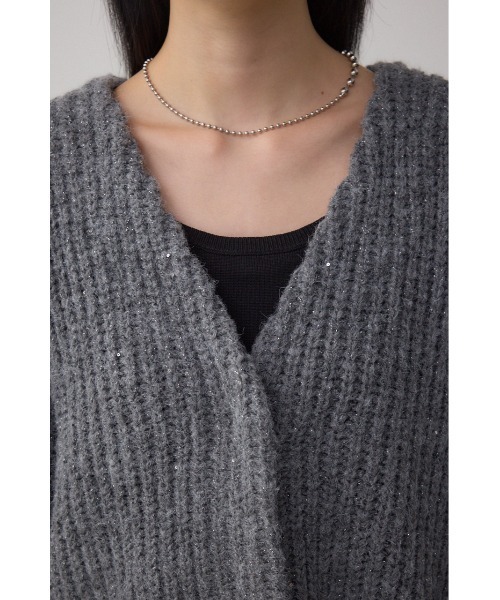 AZUL by moussy（アズールバイマウジー）の「スパンコールニットカーディガン（カーディガン/ボレロ・レディース・ブラウン/グレイッシュベージュ/杢グレー・FREE）」の11枚目の写真