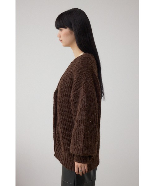 AZUL by moussy（アズールバイマウジー）の「スパンコールニットカーディガン（カーディガン/ボレロ・レディース・ブラウン/グレイッシュベージュ/杢グレー・FREE）」の20枚目の写真