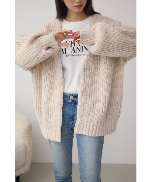 AZUL by moussy（アズールバイマウジー）の「スパンコールニットカーディガン（カーディガン/ボレロ・レディース・ブラウン/グレイッシュベージュ/杢グレー・FREE）」の5枚目の写真