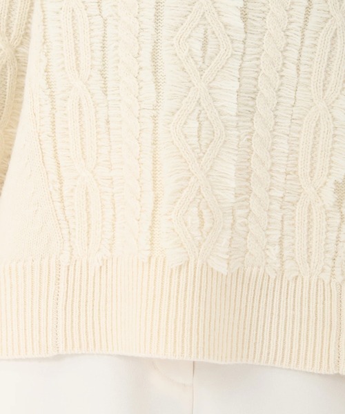 STRAWBERRY-FIELDS（ストロベリーフィールズ）の「テンダーウール_フリンジアラン柄ニット（ニット/セーター・レディース・オフホワイト・2）」の9枚目の写真