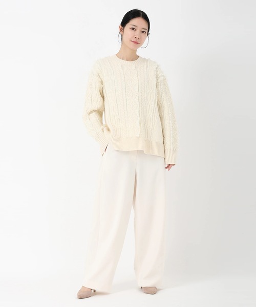 STRAWBERRY-FIELDS（ストロベリーフィールズ）の「テンダーウール_フリンジアラン柄ニット（ニット/セーター・レディース・オフホワイト・2）」の10枚目の写真