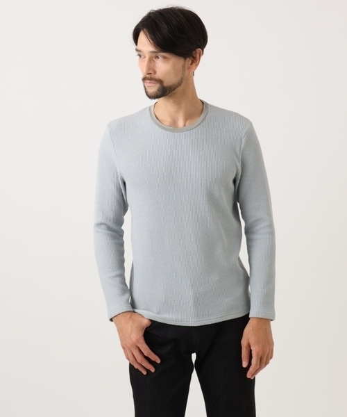 MICHEL KLEIN HOMME (ミッシェルクランオム)の「ウェーブジャージクルーネック長袖カットソー(Tシャツ/カットソー・メンズ・ライトグレー/ブラック・MEDIUM/LARGE/X-LARGE)」の2枚目の写真