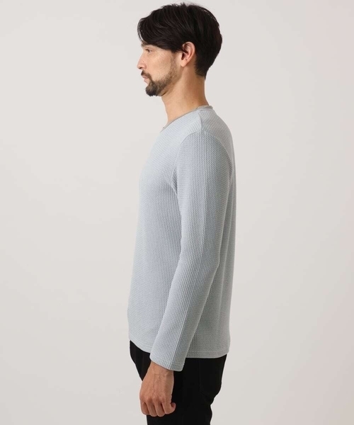 MICHEL KLEIN HOMME (ミッシェルクランオム)の「ウェーブジャージクルーネック長袖カットソー(Tシャツ/カットソー・メンズ・ライトグレー/ブラック・MEDIUM/LARGE/X-LARGE)」の4枚目の写真