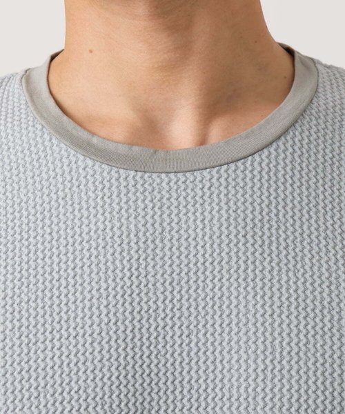 MICHEL KLEIN HOMME (ミッシェルクランオム)の「ウェーブジャージクルーネック長袖カットソー(Tシャツ/カットソー・メンズ・ライトグレー/ブラック・MEDIUM/LARGE/X-LARGE)」の6枚目の写真