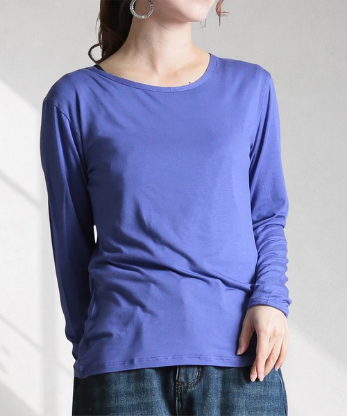 CLOVER DEPOT（クローバーデポ）の「長袖インナーTシャツ（CLOVER DEPOT）（Tシャツ/カットソー・レディース・ベージュ/バーガンディー/ホワイト/ピンク/レッド/ブルー/グレー/ブラック/アイボリー/パープル/ライトブラウン・L/M）」の8枚目の写真