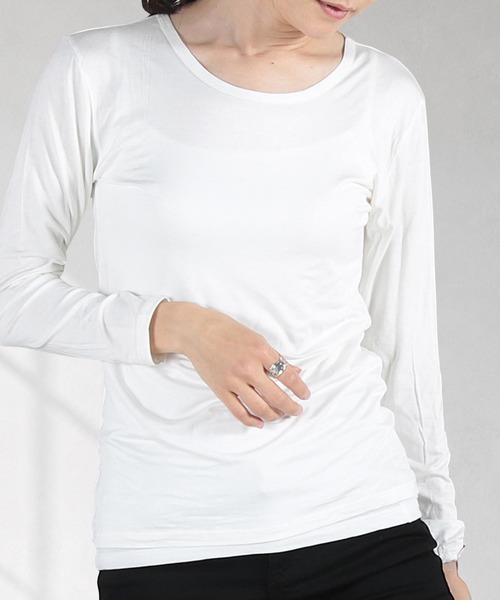 CLOVER DEPOT（クローバーデポ）の「長袖インナーTシャツ（CLOVER DEPOT）（Tシャツ/カットソー・レディース・ベージュ/バーガンディー/ホワイト/ピンク/レッド/ブルー/グレー/ブラック/アイボリー/パープル/ライトブラウン・L/M）」の12枚目の写真
