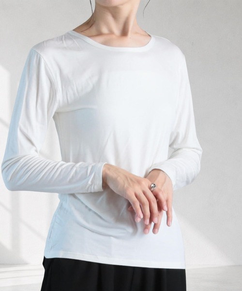 CLOVER DEPOT（クローバーデポ）の「長袖インナーTシャツ（CLOVER DEPOT）（Tシャツ/カットソー・レディース・ベージュ/バーガンディー/ホワイト/ピンク/レッド/ブルー/グレー/ブラック/アイボリー/パープル/ライトブラウン・L/M）」の14枚目の写真