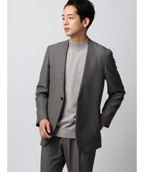 SUIT SQUARE(スーツスクエア)の「モックネックニット 長袖 ウォッシャブル ウールブレンド天竺 無地 オフィニット(ニット/セーター・メンズ・ブラック/ブルー/ライトグレー/ボルドー/ブラック系/ホワイト/グレー・LL/L/M/S)」の15枚目の写真