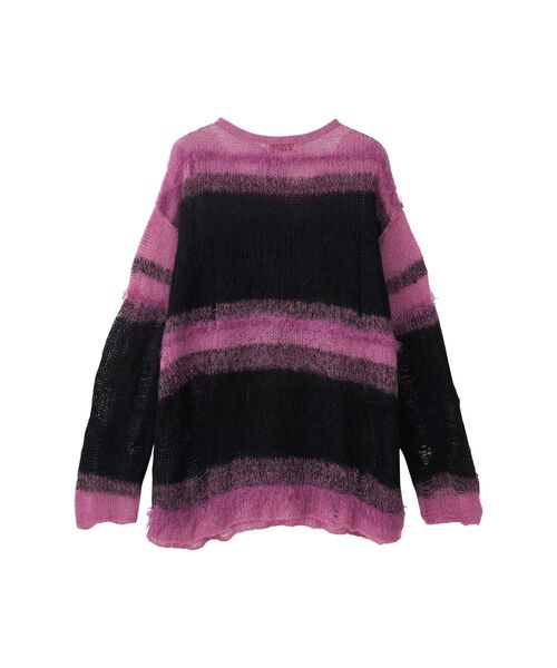 HYSTERIC GLAMOUR（ヒステリックグラマー）の「SKULLアップリケ クラッシュボーダーセーター（ニット/セーター・レディース・ホワイト/ピンク/ブルー・FREE）」の5枚目の写真