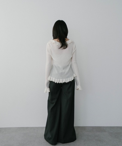 DRWCYS（ドロシーズ）の「ラッフルリブカーディガン（カーディガン/ボレロ・レディース・アイボリー/ブラック/グレー・FREE）」の14枚目の写真