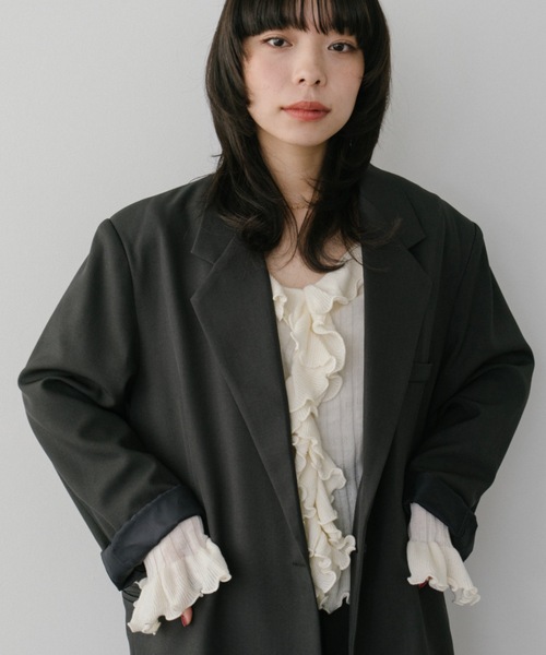 DRWCYS（ドロシーズ）の「ラッフルリブカーディガン（カーディガン/ボレロ・レディース・アイボリー/ブラック/グレー・FREE）」の15枚目の写真