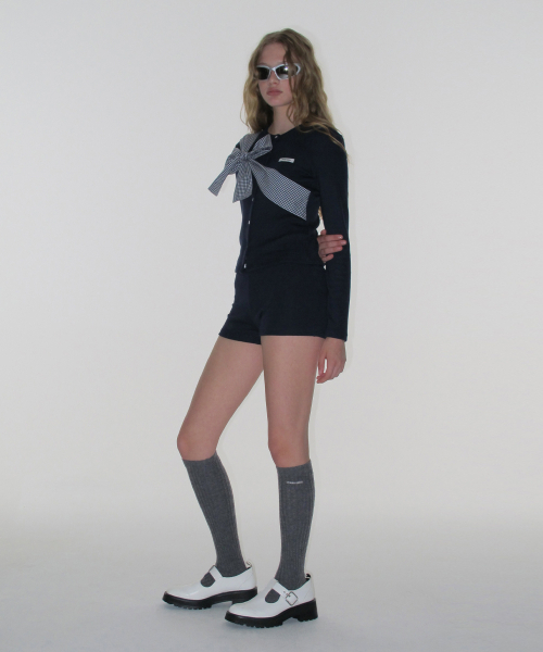 リボンタイドニットカーディガン_ネイビー（カーディガン/ボレロ