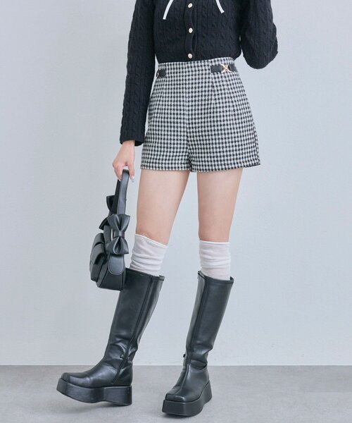 OLIVE des OLIVE（オリーブデオリーブ）の「サイドバックルショートパンツ（その他パンツ・レディース・チェック/ブラウン/チャコールグレー・FREE）」の7枚目の写真