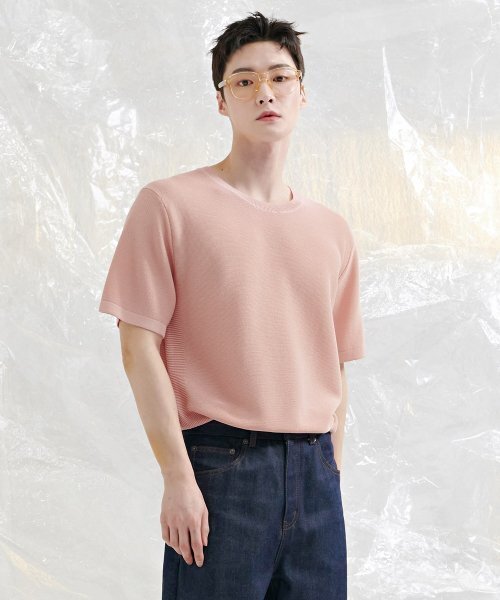 CHASECULT(チェイスカルト)の「男性クールタッチクルーネック半袖スウェット-CBRK5611D0P(ニット/セーター・メンズ・PINK・100/95/105)」の3枚目の写真