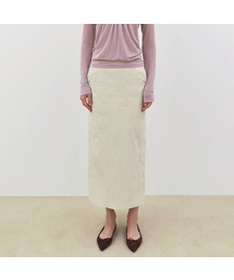Wrinkle H-Line Skirt (Cream)