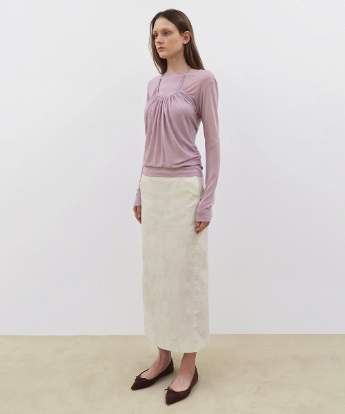 SINOON（シヌーン）の「Wrinkle H-Line Skirt (Cream)（スカート・レディース・アイボリー・FREE）」の5枚目の写真