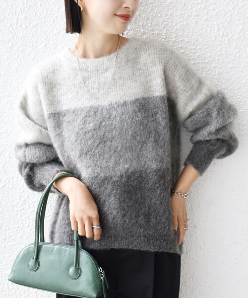 WEB限定】〈手洗い可能〉モヘヤ混 グラデーション ニット プルオーバー