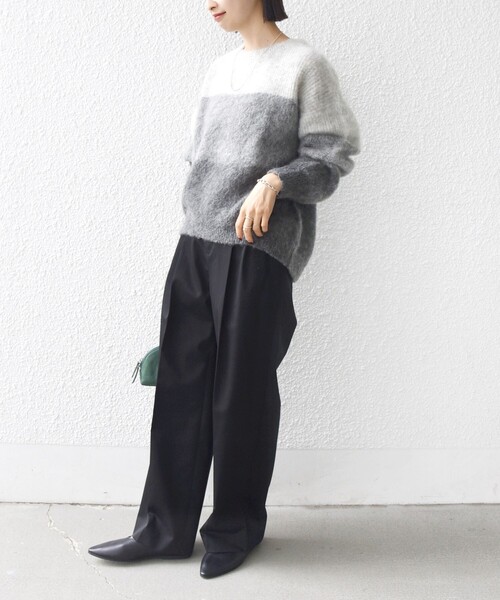 WEB限定】〈手洗い可能〉モヘヤ混 グラデーション ニット プルオーバー