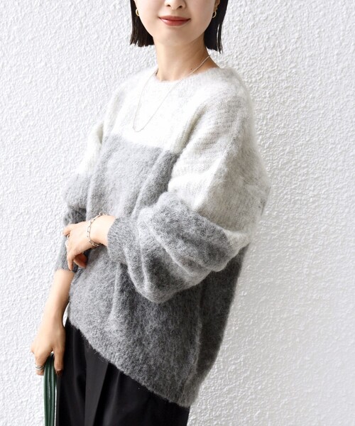 セール】【WEB限定】〈手洗い可能〉モヘヤ混 グラデーション ニット