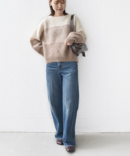 WEB限定】〈手洗い可能〉モヘヤ混 グラデーション ニット プルオーバー