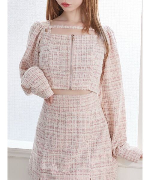 EATME（イートミー）の「【SETUP】フロントZIPパフスリーブTOP（シャツ/ブラウス・レディース・ピンク/ブルー/ブラック・FREE）」の3枚目の写真